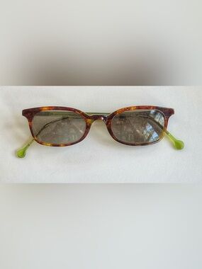 Vintage Rectangular LA Eyeworks Tortoiseshell Sunglasses with Green Temple